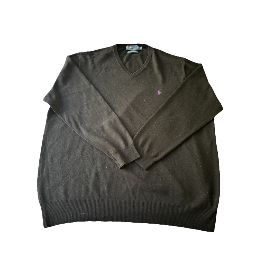 Polo Ralph Lauren Merino Wool V-Neck Sweater in Black size XXL